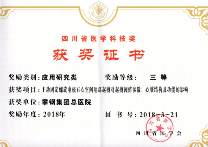 2018年四川省省科技进步奖（主动固定）